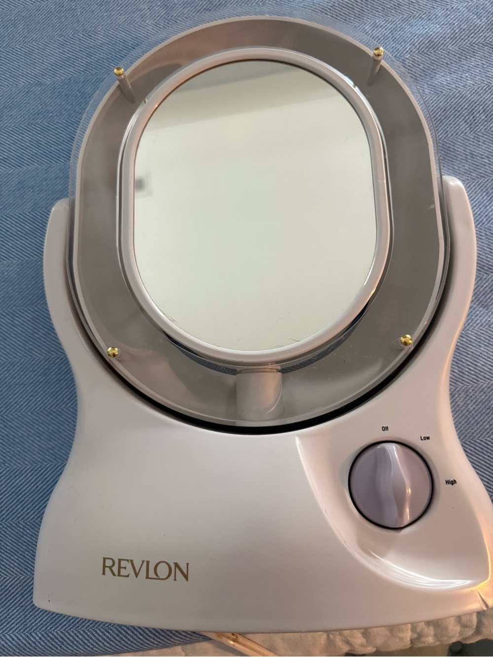 Revlon Oval Lighted Vanity Mirror in White with Gold Accents